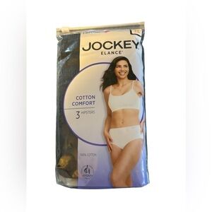 Jockey Elance Combed Cotton Comfort 3Pair Hipster Panties L/7 Black Full Cover